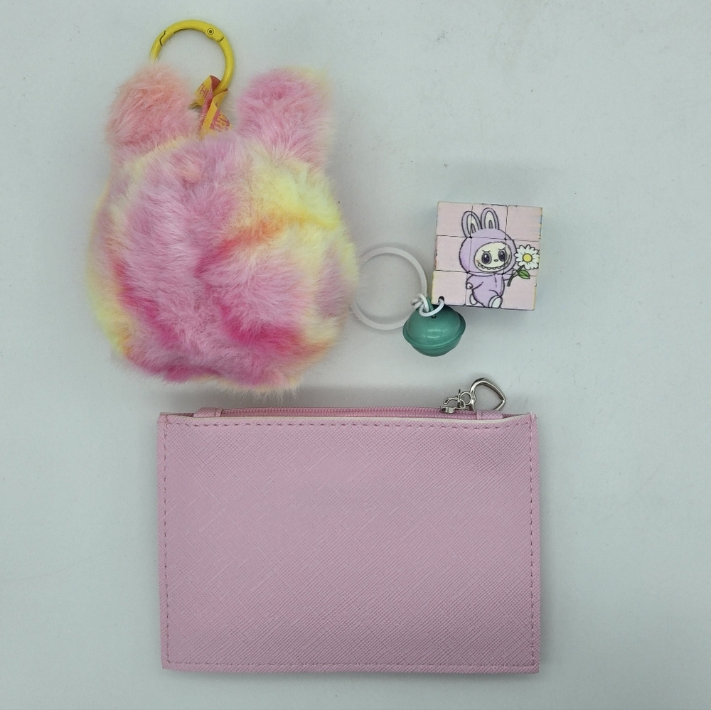 Pink Labubu Wallet and Keychain Set - Picture 2 of 5